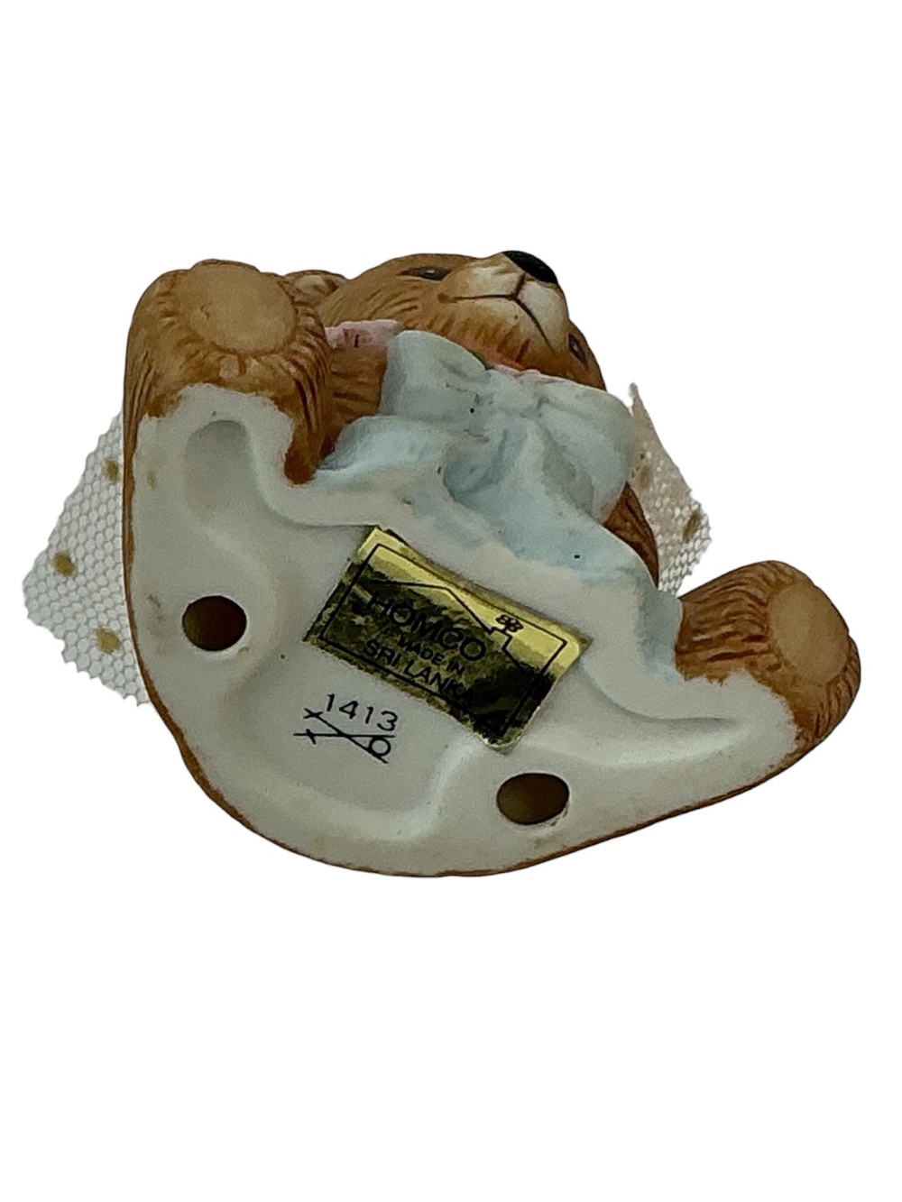 Vintage Bride Teddy Bear Hand Painted Porcelain 1413 Homco Figurine Collectible - Picture 6 of 16
